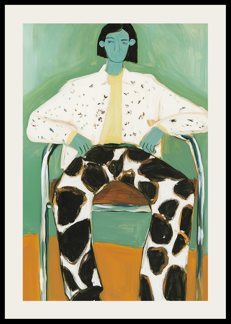 A stylish and colorful artistic figure in bold patterns-12