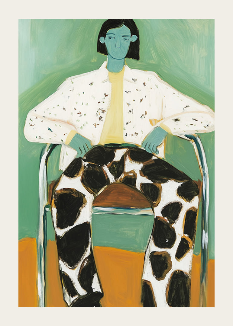A stylish and colorful artistic figure in bold patterns-12