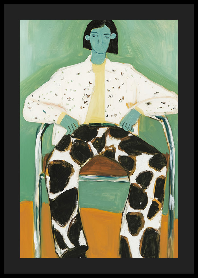 A stylish and colorful artistic figure in bold patterns-12