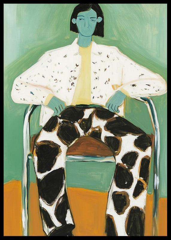 A stylish and colorful artistic figure in bold patterns-12