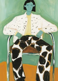 A stylish and colorful artistic figure in bold patterns-7