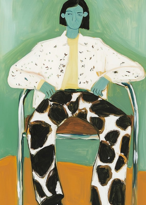 A stylish and colorful artistic figure in bold patterns-12