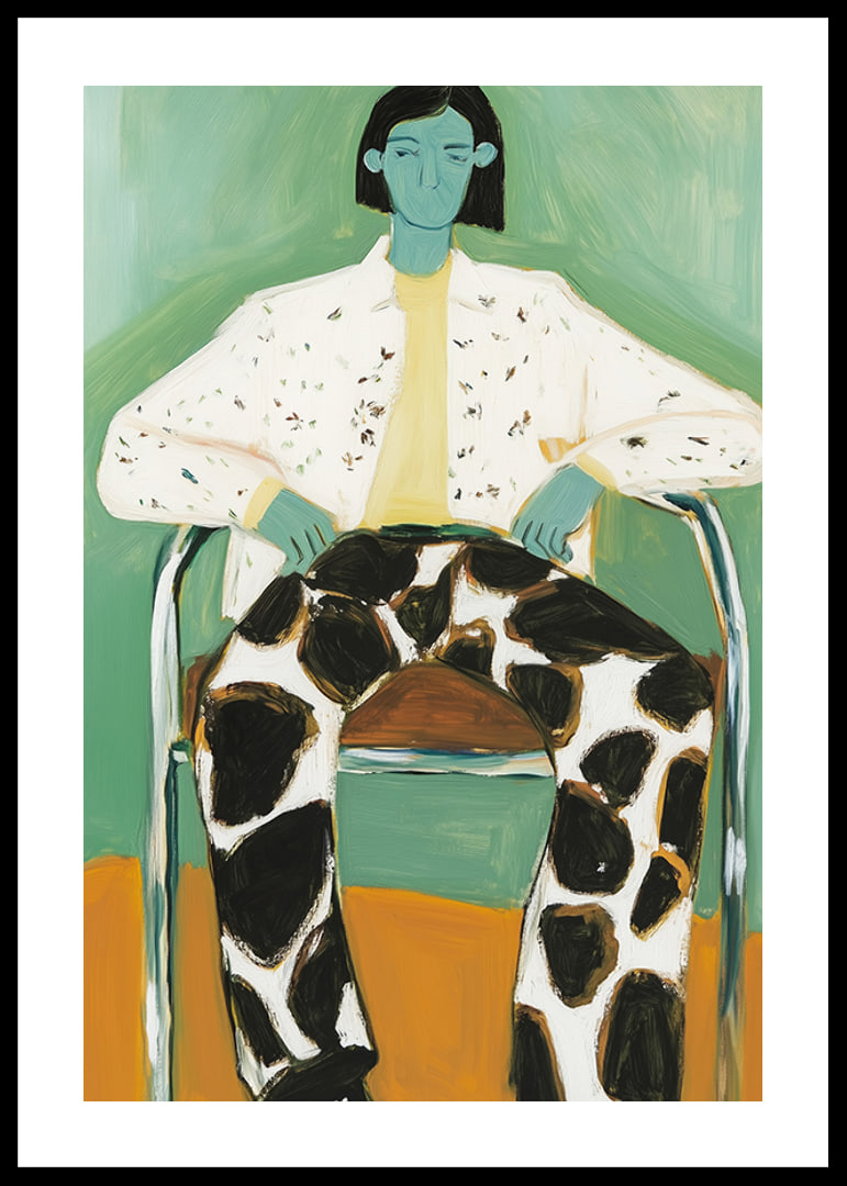 A stylish and colorful artistic figure in bold patterns-12