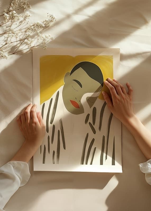 Minimalistisch portret in aardse tinten vangt sereniteit en elegantie-12