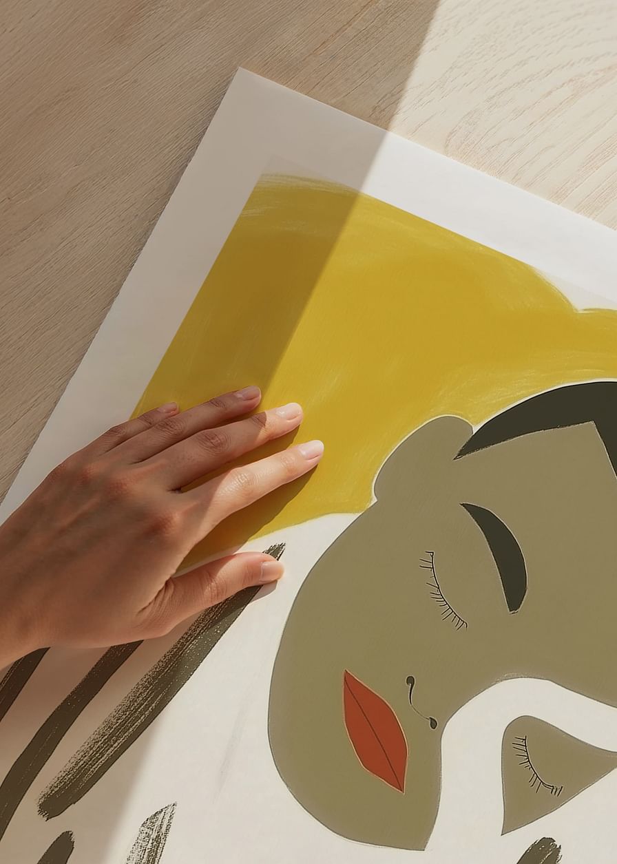 Minimalistisch portret in aardse tinten vangt sereniteit en elegantie-12
