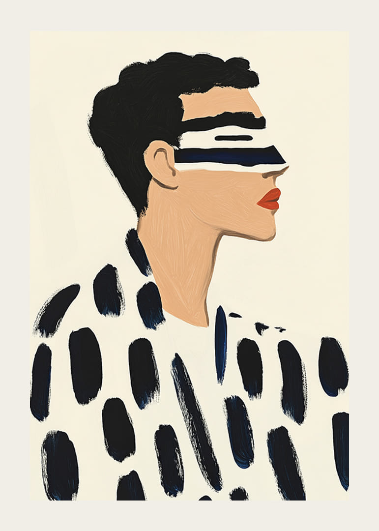 Stilig illustrasjon av en person med dristige, grafiske penselstrøk-12