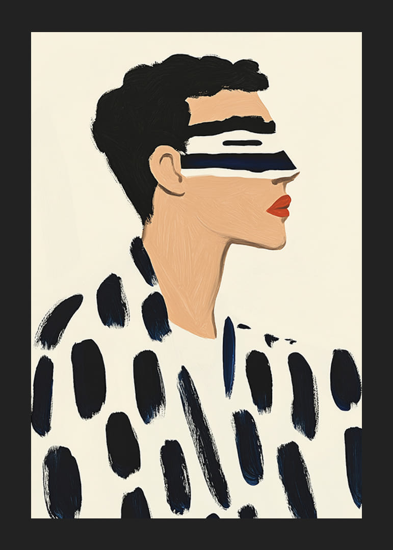 Stilig illustrasjon av en person med dristige, grafiske penselstrøk-12