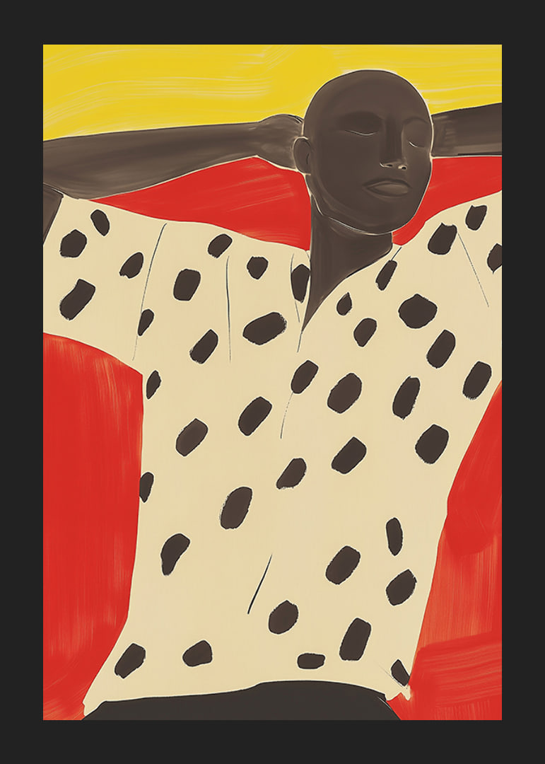 A relaxed figure contrasted with vibrant red-yellow tones-12