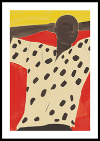 A relaxed figure contrasted with vibrant red-yellow tones-0