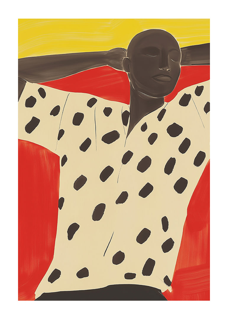 A relaxed figure contrasted with vibrant red-yellow tones-12