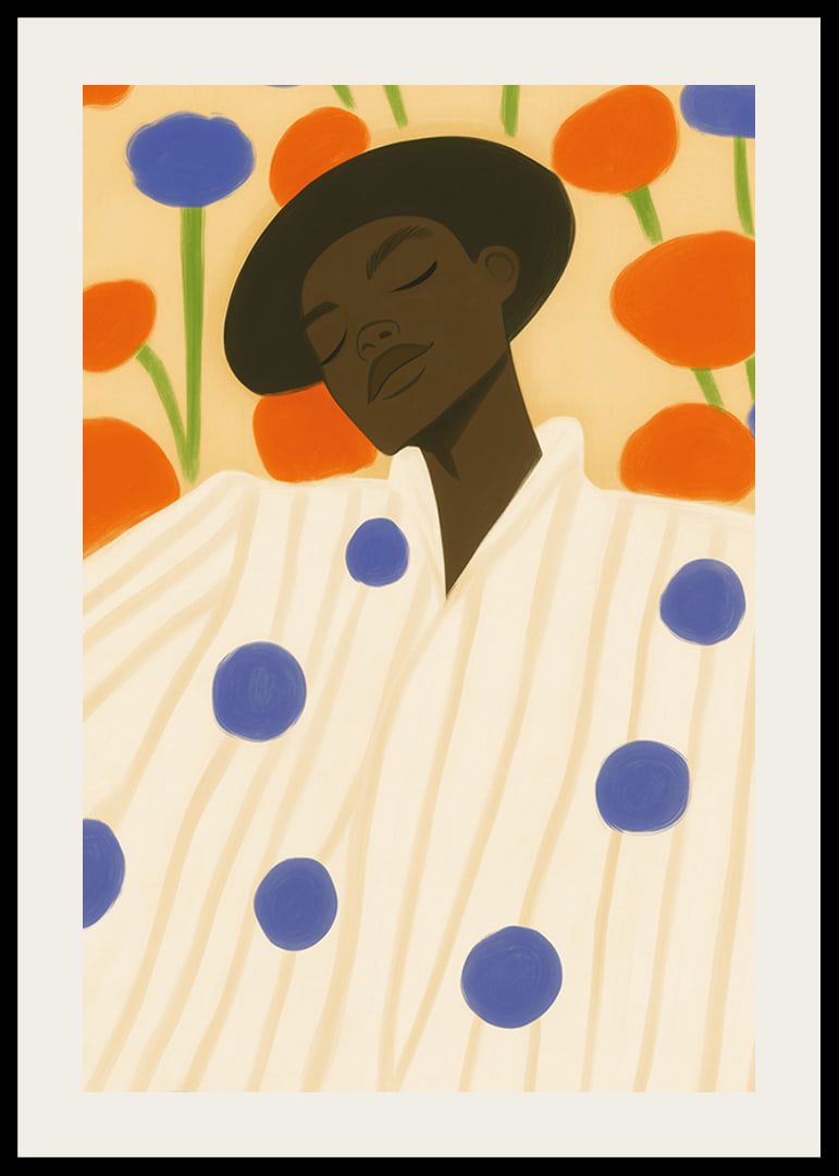 A peaceful rest surrounded by vibrant flowers and contrasting patterns-12
