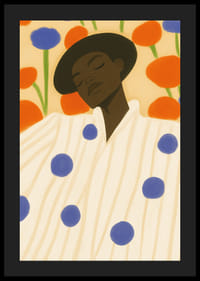 Eine friedliche Ruhepause umgeben von lebendigen Blumen und kontrastierenden Mustern-4