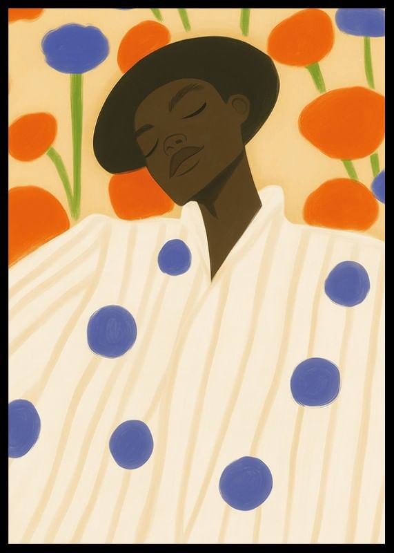 A peaceful rest surrounded by vibrant flowers and contrasting patterns-12