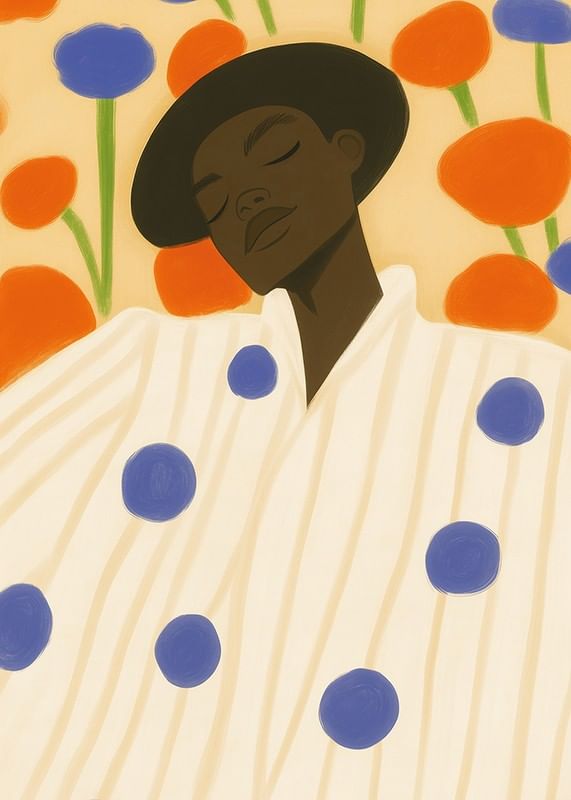 A peaceful rest surrounded by vibrant flowers and contrasting patterns-12