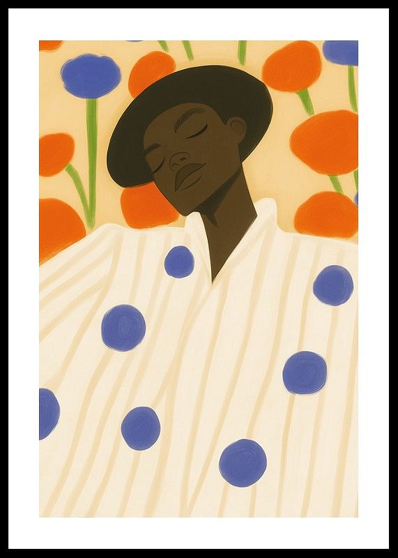 A peaceful rest surrounded by vibrant flowers and contrasting patterns-12