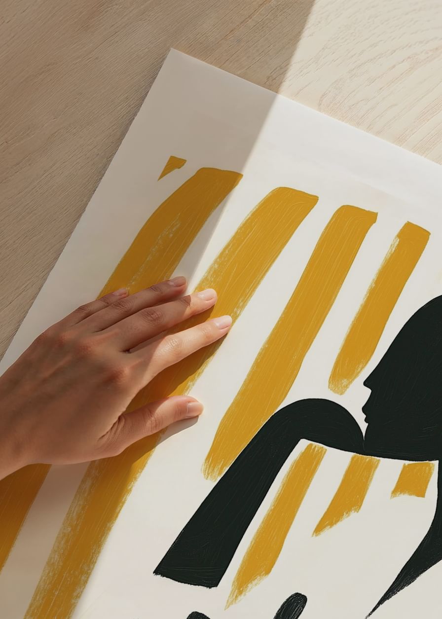 Abstrakte Silhouette trifft auf kraftvolle Linien in harmonischer Balance aus Farbe und Form-12