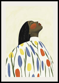 Egy nyugodt és elegáns nő időtlen pózban öleli át a természet színeit-2