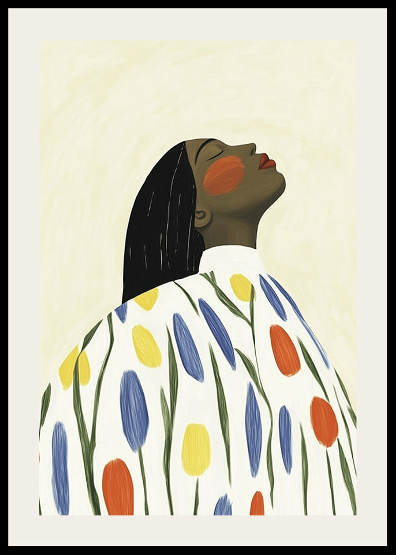 Egy nyugodt és elegáns nő időtlen pózban öleli át a természet színeit-12