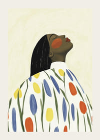 Egy nyugodt és elegáns nő időtlen pózban öleli át a természet színeit-3