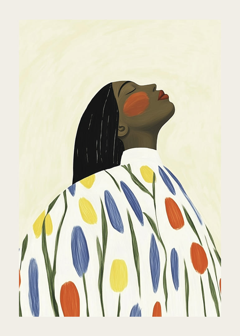 Egy nyugodt és elegáns nő időtlen pózban öleli át a természet színeit-12