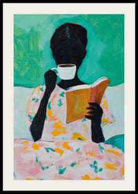 Relájate en un mundo pastel con un libro y un café para una armonía total.-2