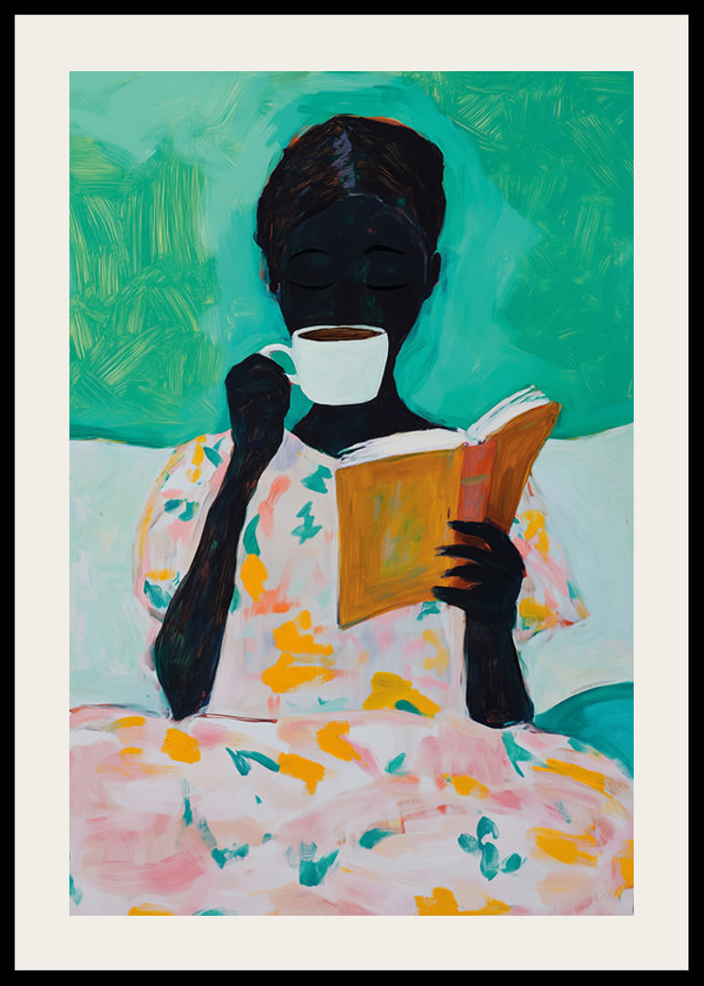 Relájate en un mundo pastel con un libro y un café para una armonía total.-12