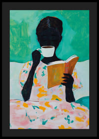 Relájate en un mundo pastel con un libro y un café para una armonía total.-4