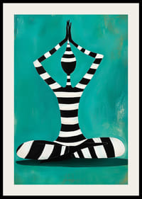 En stilren silhuett i meditativ pose mot grön bakgrund-2