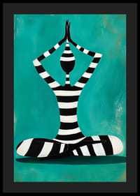 En stilren silhuett i meditativ pose mot grön bakgrund-4