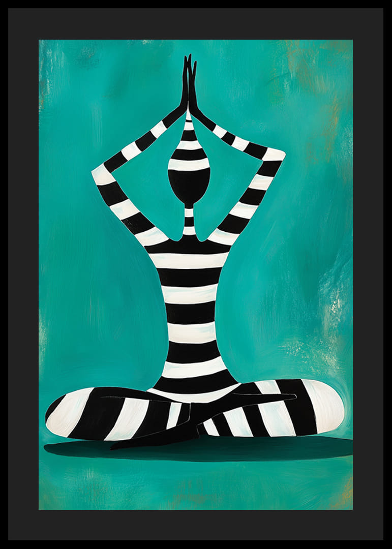 En stilren silhuett i meditativ pose mot grön bakgrund-12