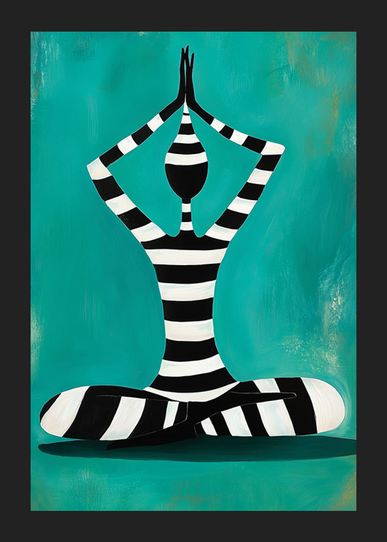 En stilren silhuett i meditativ pose mot grön bakgrund-12