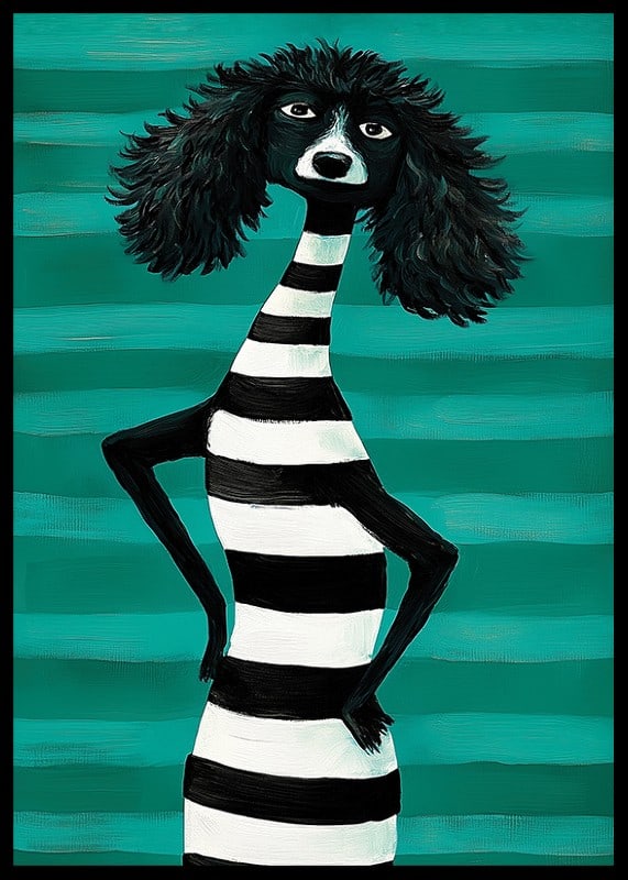 Charming design and style meet in black and white stripes against a turquoise background-12