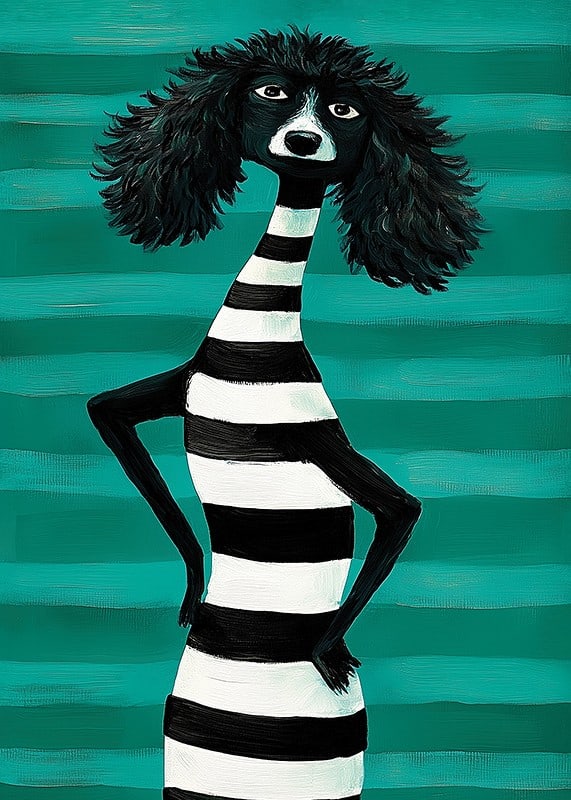 Charming design and style meet in black and white stripes against a turquoise background-12