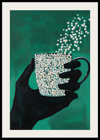 Võlutopsi hoidev silueti käsi sügavrohelisel taustal-2