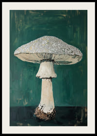 Prachtige paddenstoel op een diepgroene achtergrond voegt rauwe charme toe-2