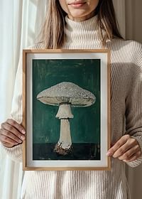Ciuperca magnifică pe un fundal verde intens adaugă farmec brut-4