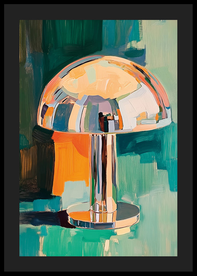 Färgstark lampa i oljemålning ger rummet en retro och sofistikerad känsla-12