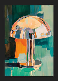 Färgstark lampa i oljemålning ger rummet en retro och sofistikerad känsla-5