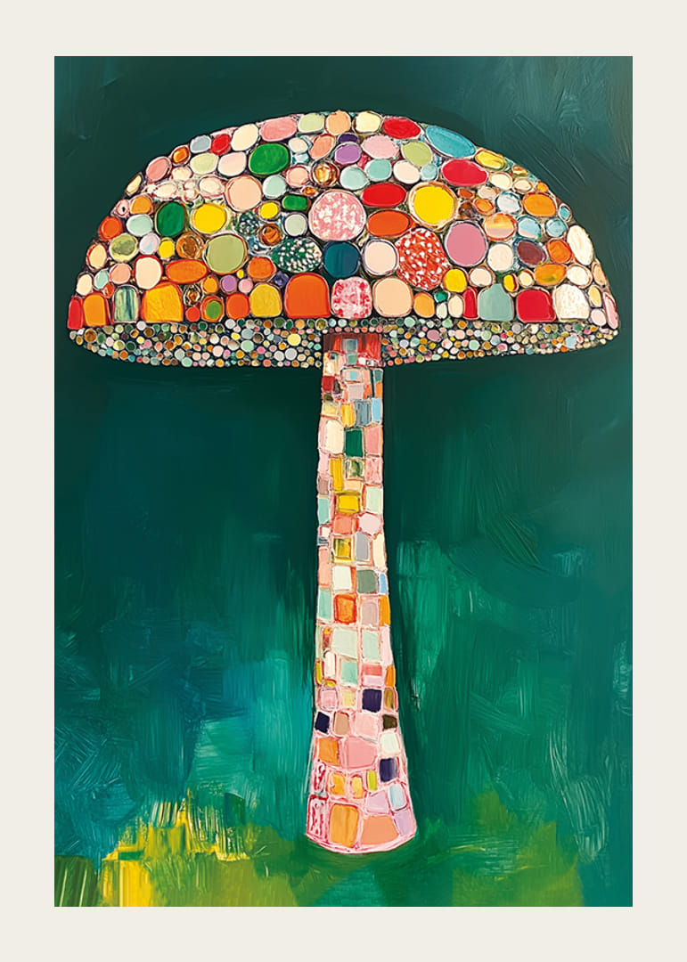 En magisk svamp av färgglada mosaikmönster ger liv åt rummet-12