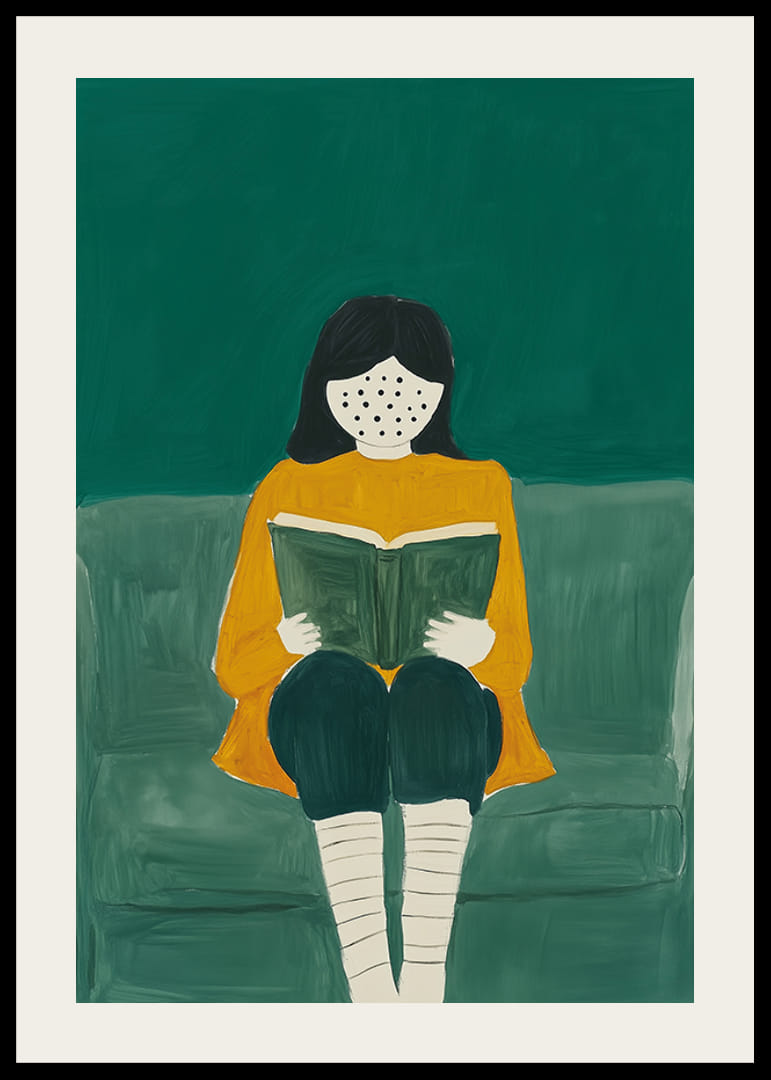 Un momento de lectura suave y soñador en un mundo colorido y elegante.-12