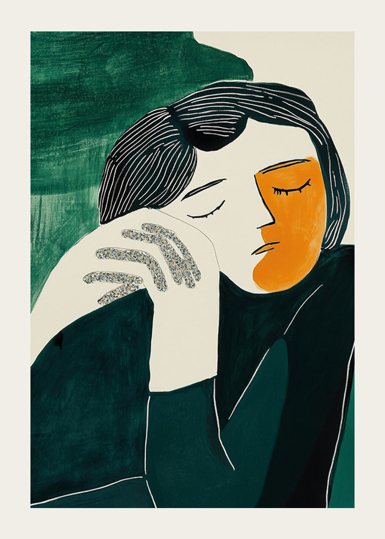 Stylized portrait captures calm and thoughtfulness in deep colors-12