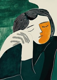 Stylized portrait captures calm and thoughtfulness in deep colors-7