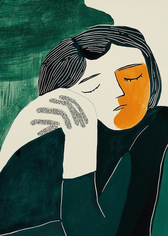 Stylized portrait captures calm and thoughtfulness in deep colors-12