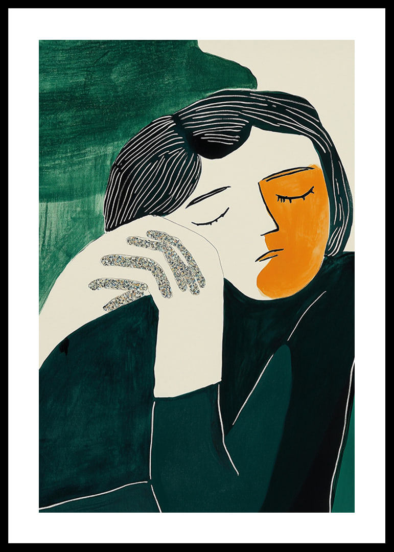 Stylized portrait captures calm and thoughtfulness in deep colors-12