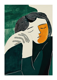 Stylized portrait captures calm and thoughtfulness in deep colors-1