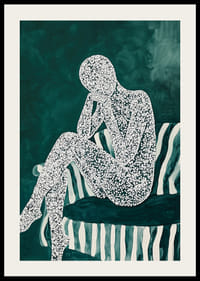 Mietteliäs valon ja varjon hahmo syvän vihreän sävyissä-2