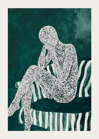 Mietteliäs valon ja varjon hahmo syvän vihreän sävyissä-3