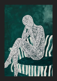 Mietteliäs valon ja varjon hahmo syvän vihreän sävyissä-5