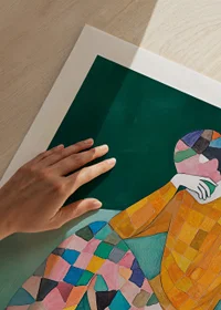 Colorful figure in thoughtful pose captures emotional reflection-9
