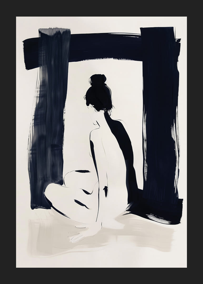 En elegant silhuett framträder i mjuka kontraster av svart och vitt-12